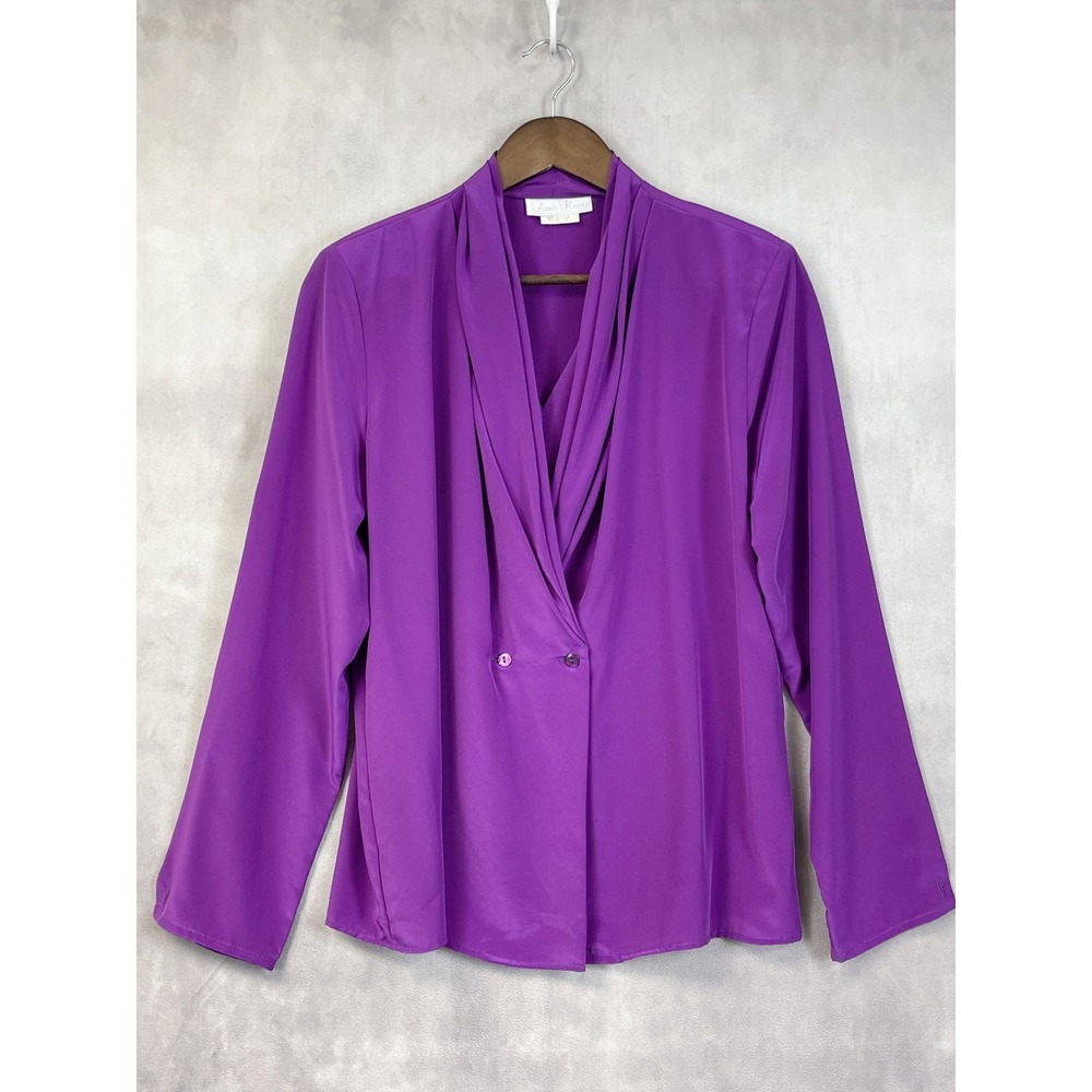 Vintage Anna Kriste Blouse Women Size 12 Draped Flowy Minimal Power Dressing 90s